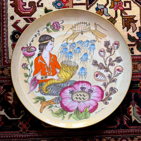 1970s Hutschenreuther Aquarius Zodiac wall plate by Ole Winther